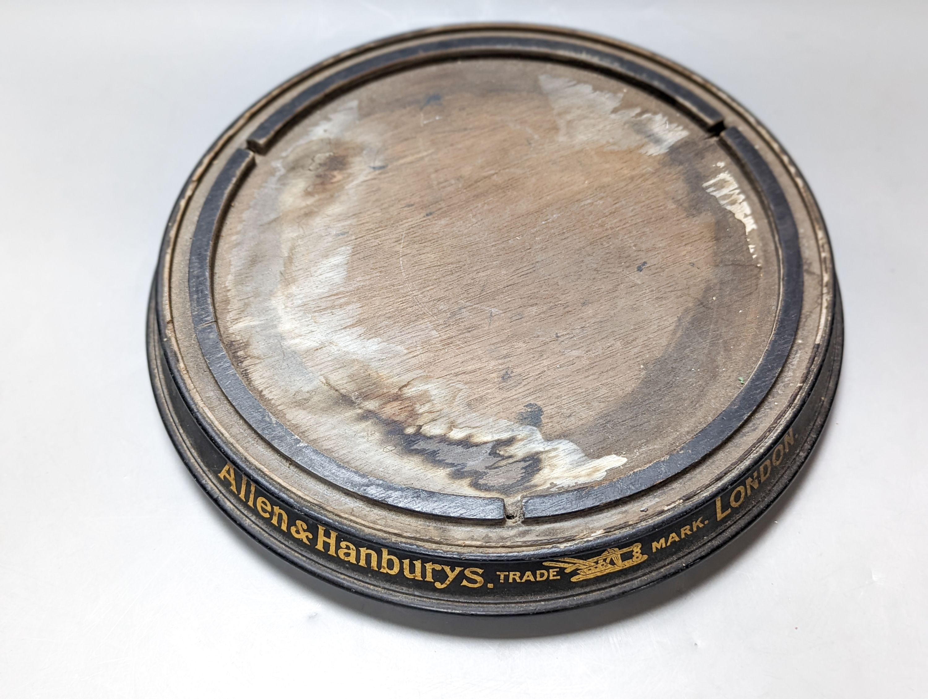 An Allen & Hamburys trade mark London display stand (base only) 30cm